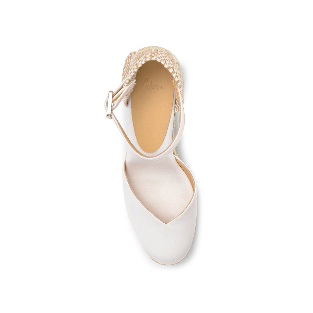 Espadrille compensée en satin avec fermeture à boucle CHIARITA PLATFORM blanc, CASTANER