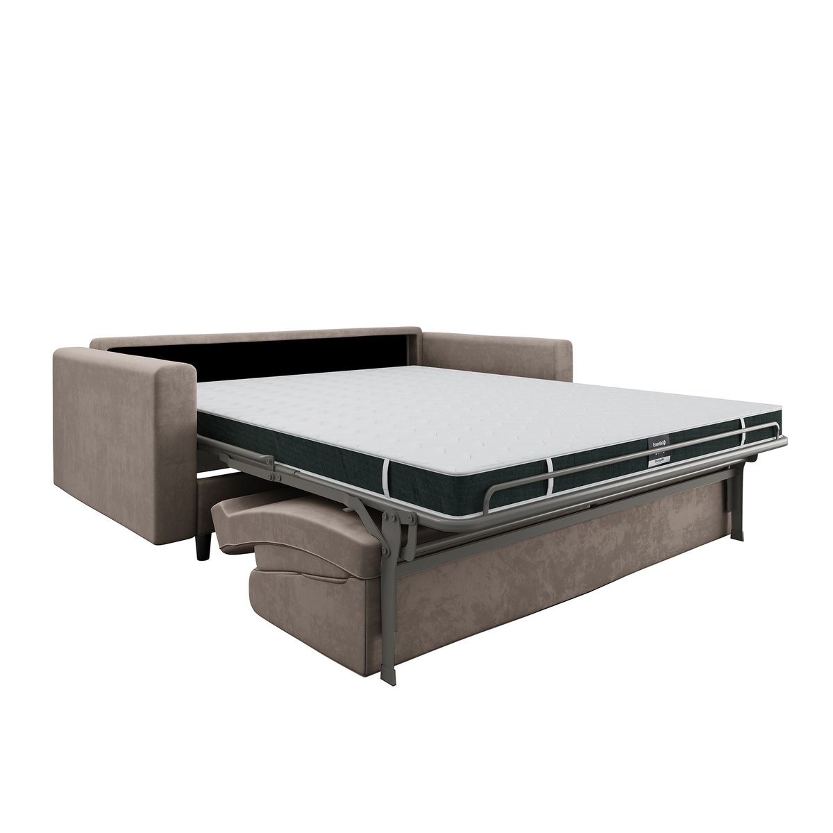 Canapé convertible express 3 places en velours Hailie Jade beige taupe, SIA HOME