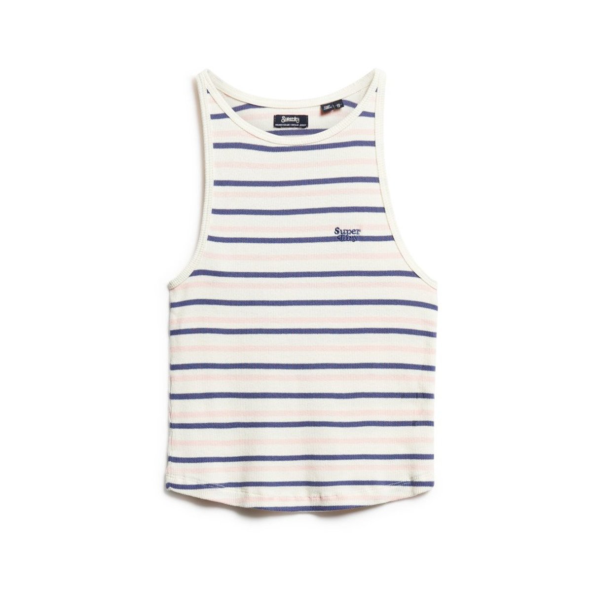 Débardeur rayé à dos nageur Essential Logo bleu marine rayé, SUPERDRY