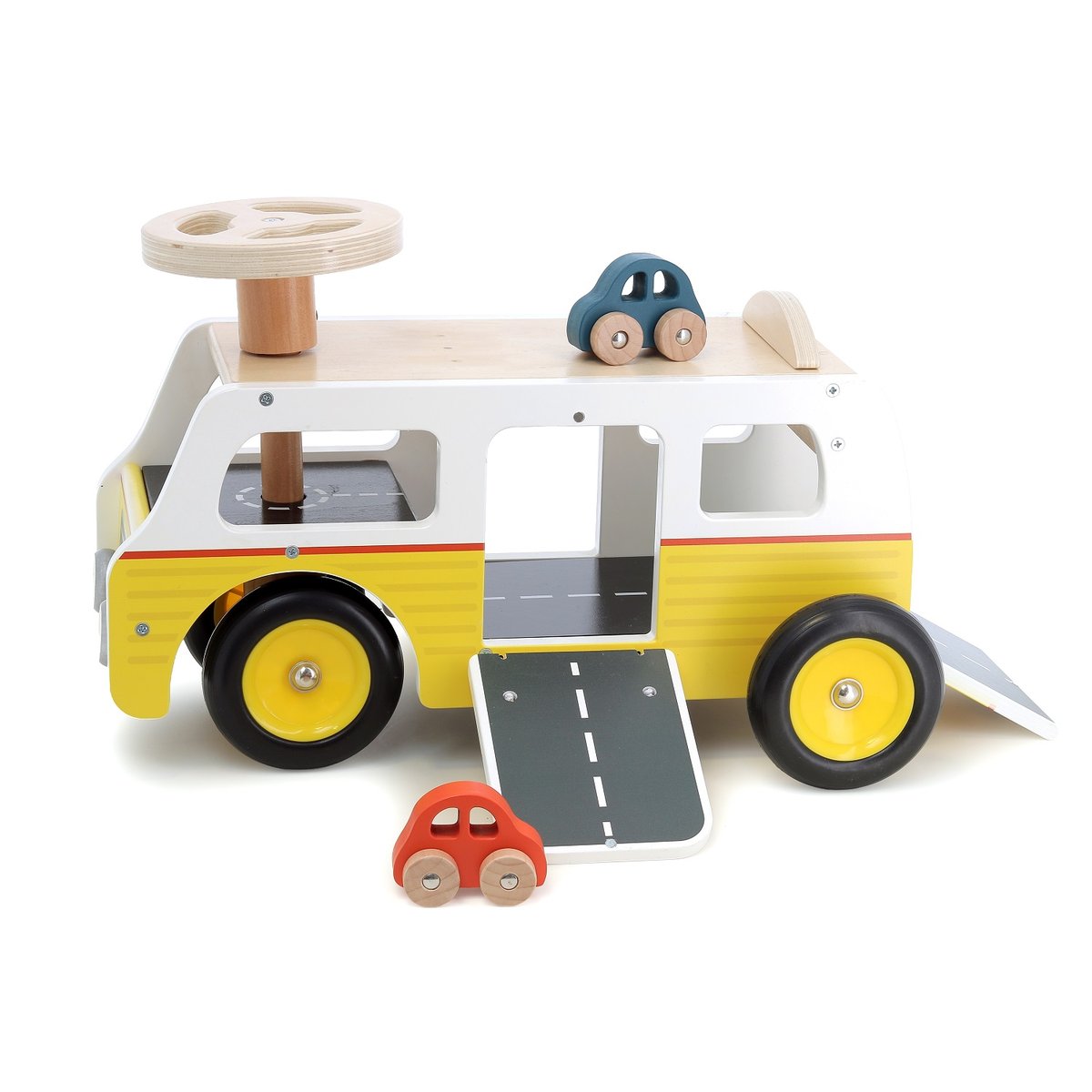 Porteur Van garage en bois jaune, VILAC