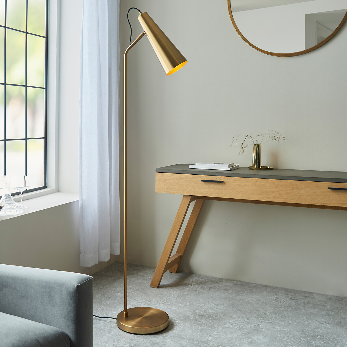 Klos Task Floor Lamp in Brass aged brass, SO'HOME