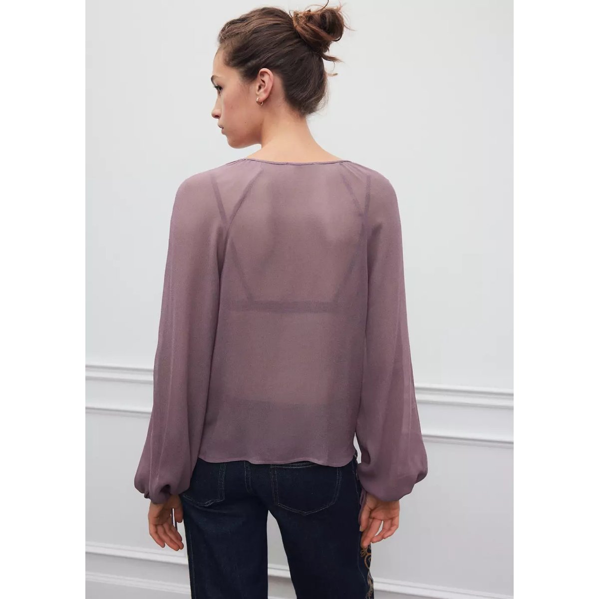 Chemisier en mousseline détail nœuds rose, MANGO TEEN