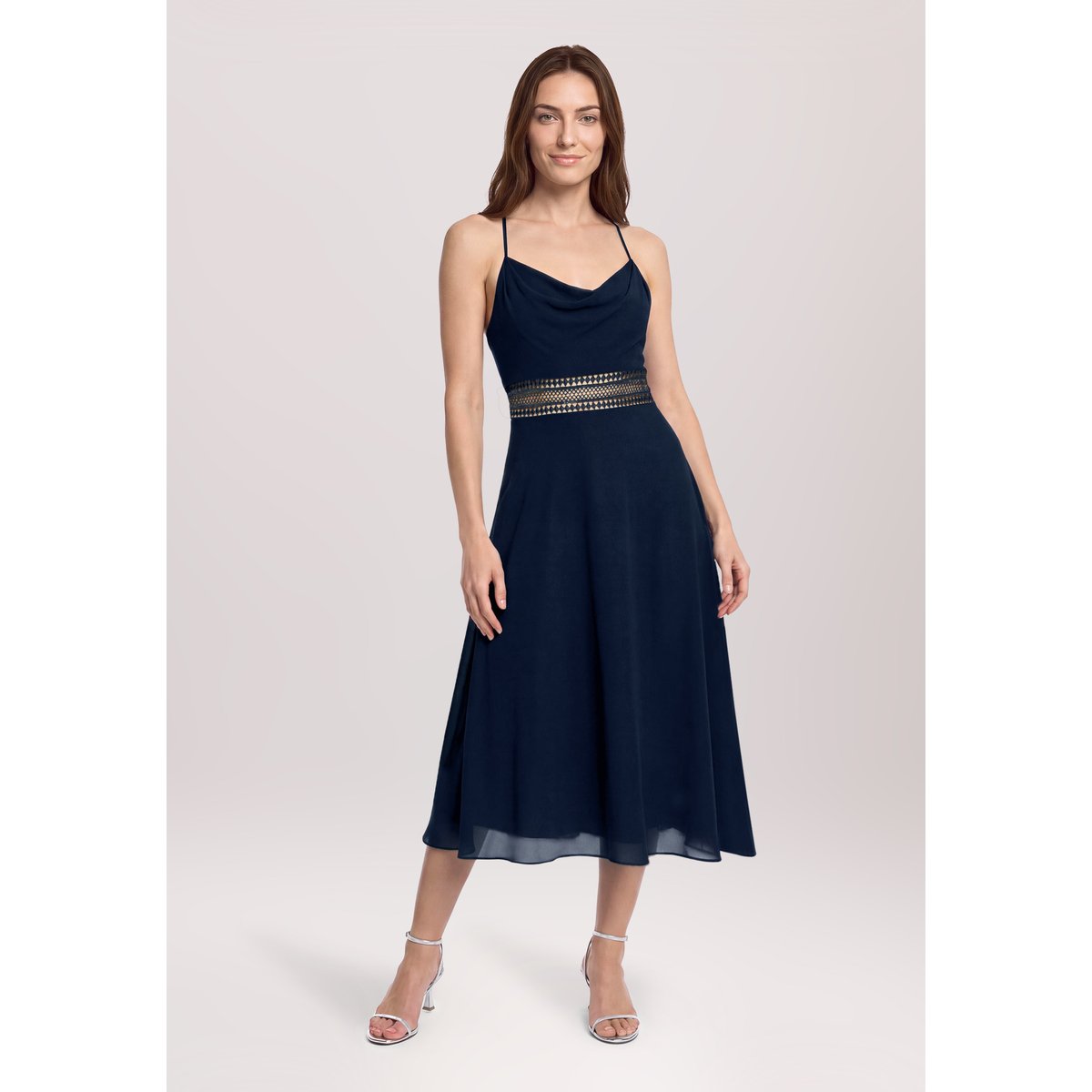 Robe de cocktail à encolure bénitier night sky, VERA MONT