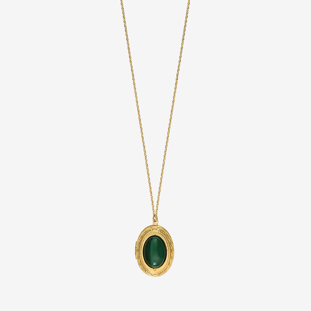 Collier doré malachite oval - eden malachite vert, CAROLINE NAJMAN