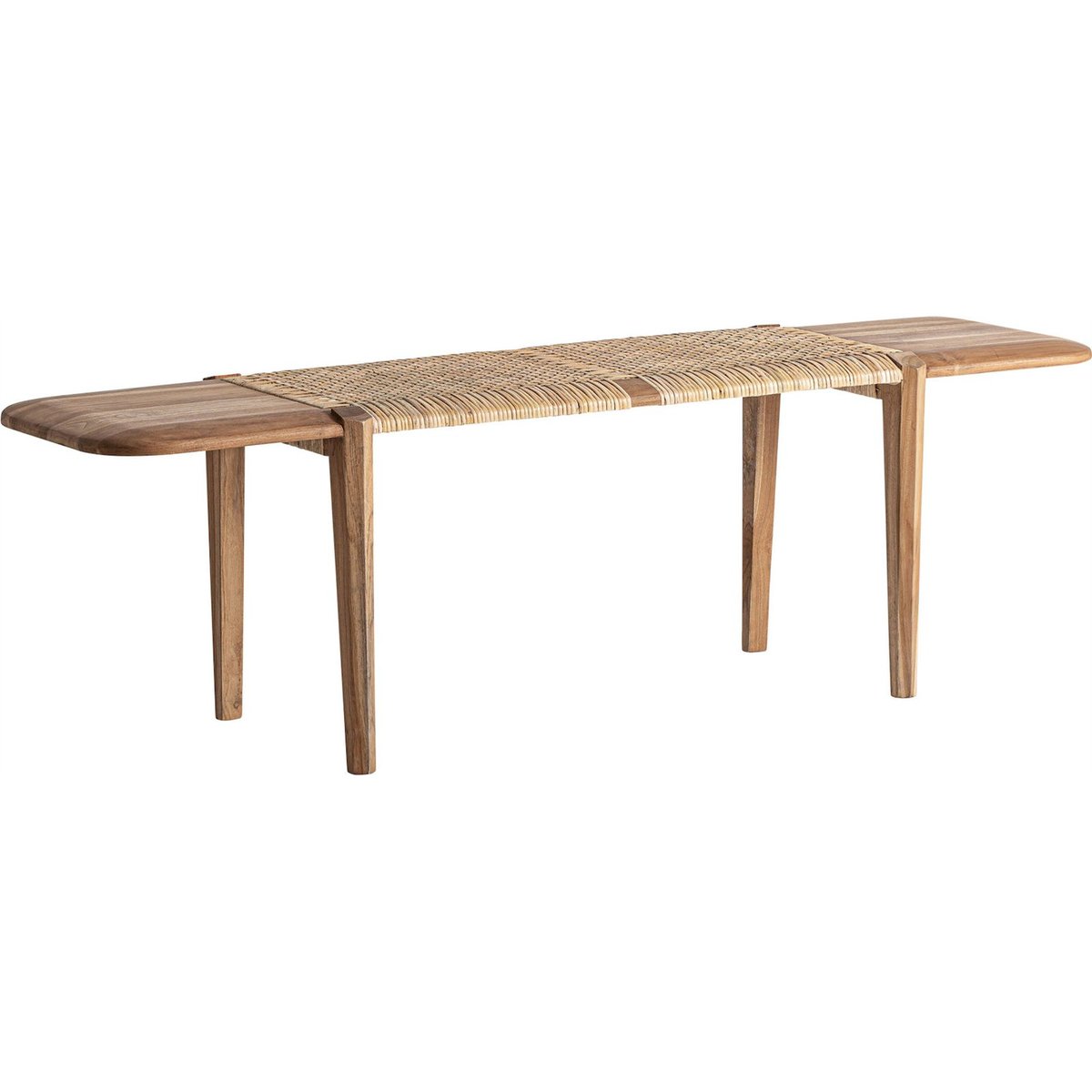 Banc contemporain en teck marron et naturel, RECOLLECTION