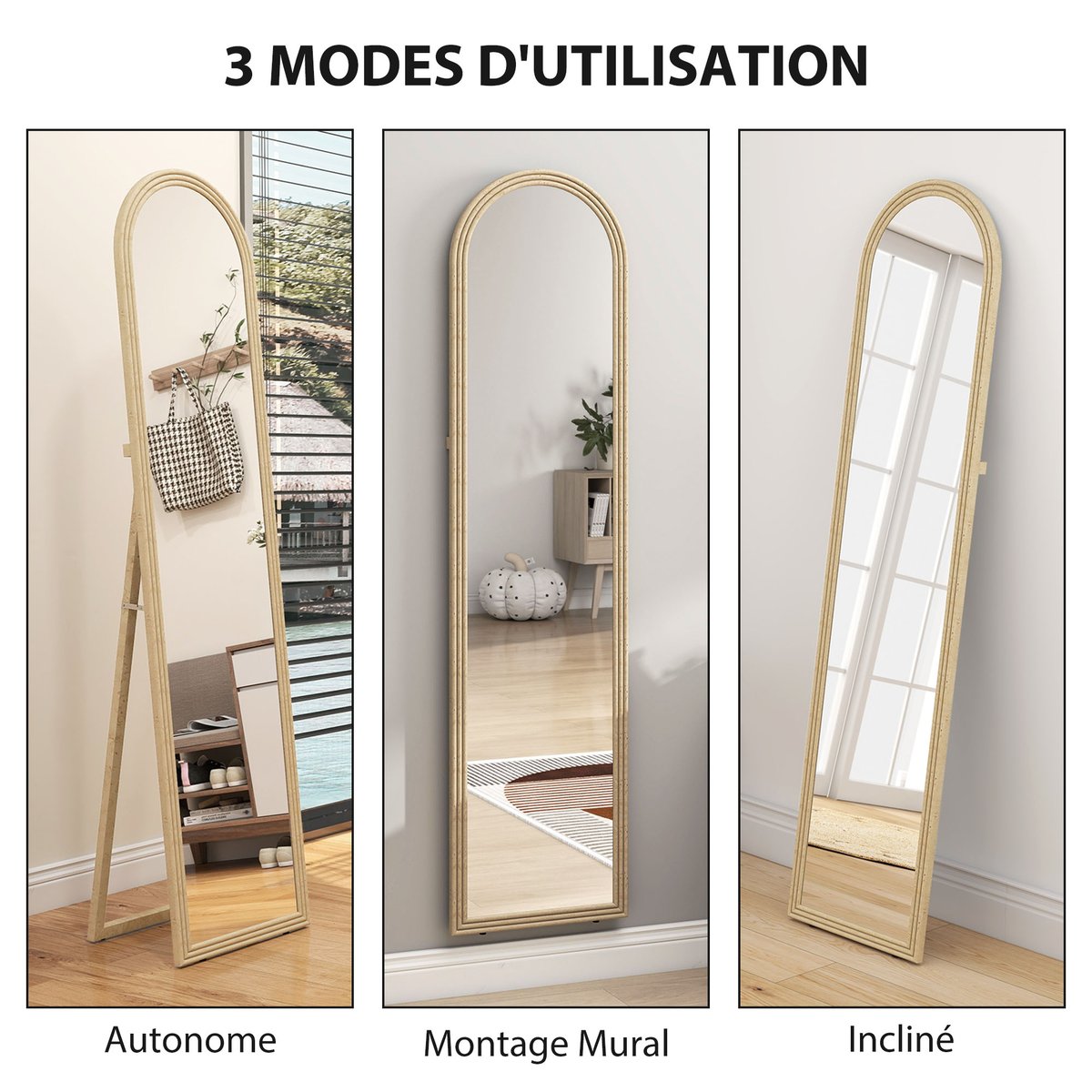 Miroir en pied PS Beige beige, HOMCOM