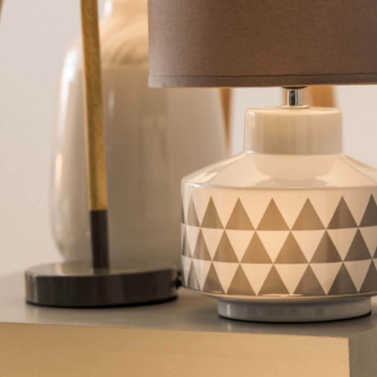 Wini White Ceramic Table Lamp with Grey Shade white, SO'HOME
