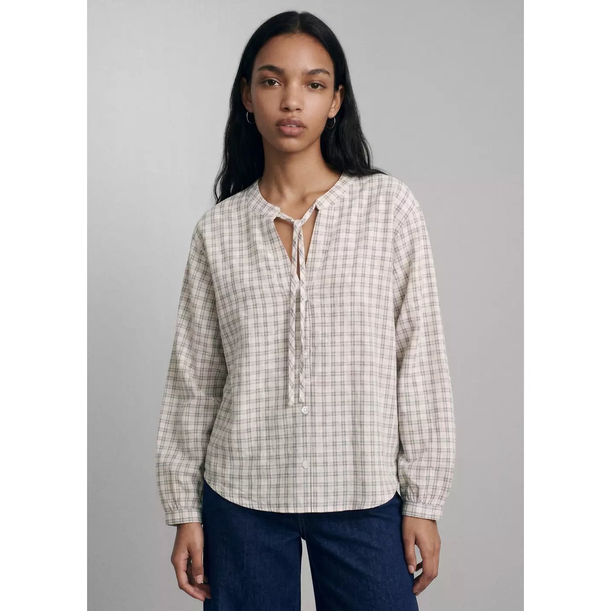 Blouse coton col à volant blanc cassé, MANGO TEEN