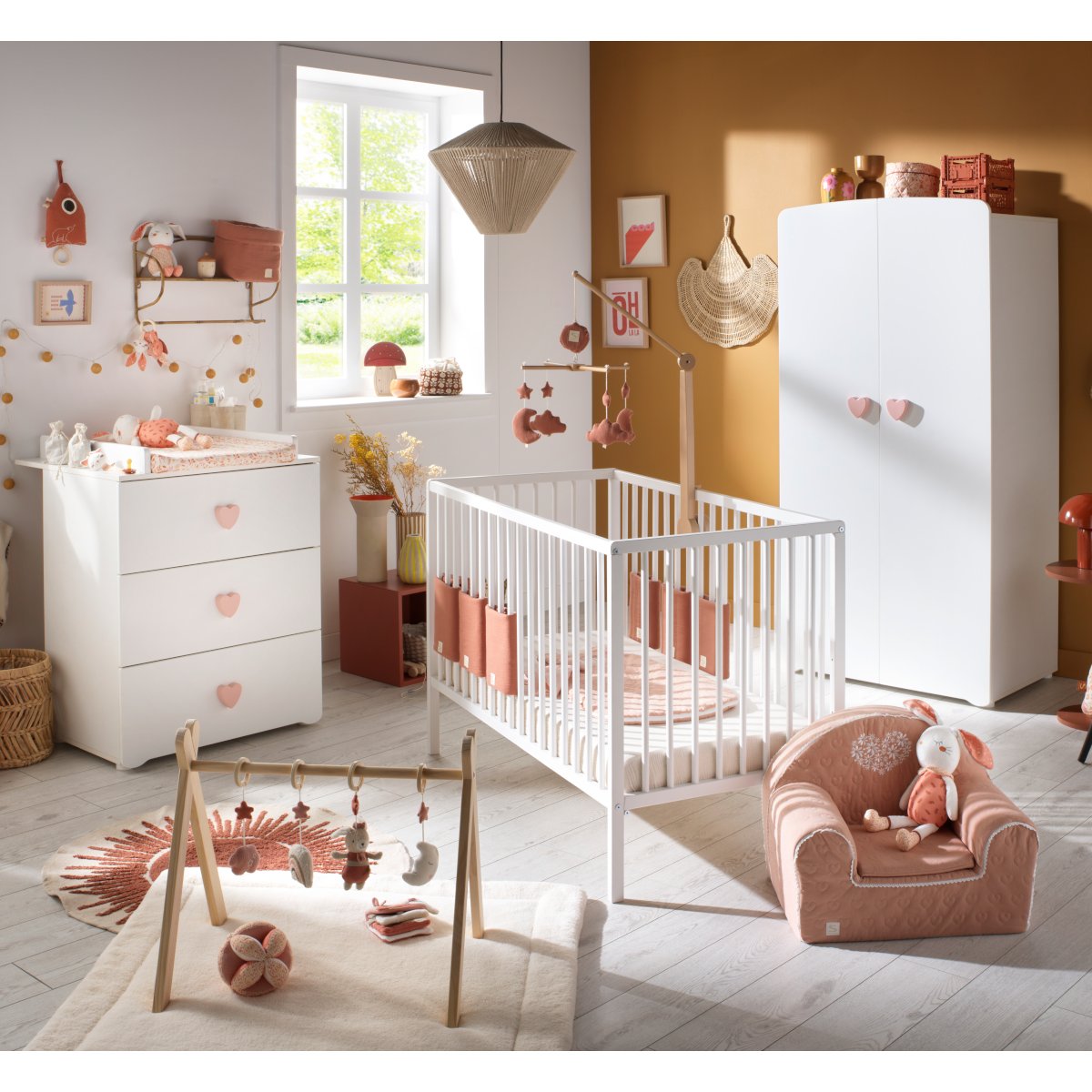 Armoire bébé 2 portes blanc/rose, BABY PRICE