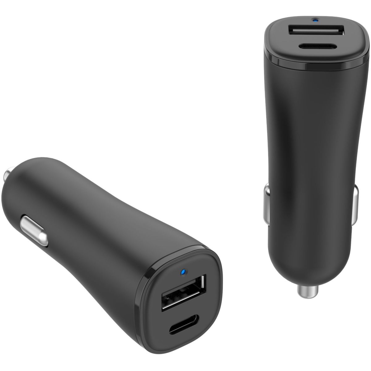 Chargeur allume cigare 32W USB-A + USB-C noir noir, ESSENTIEL B