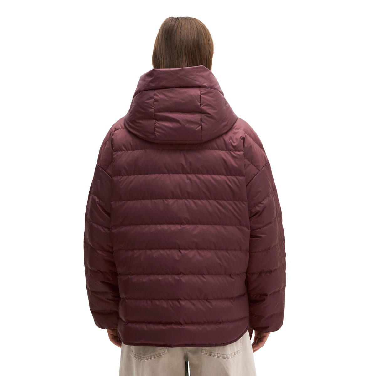 Veste matelassée en duvet avec capuche relaxed en polyester recyclé rouge, MARC O'POLO