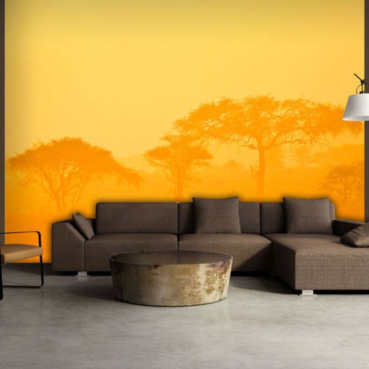 Papier peint intissé panoramique Paysage Orange savanna orange / cuivré, EDEN