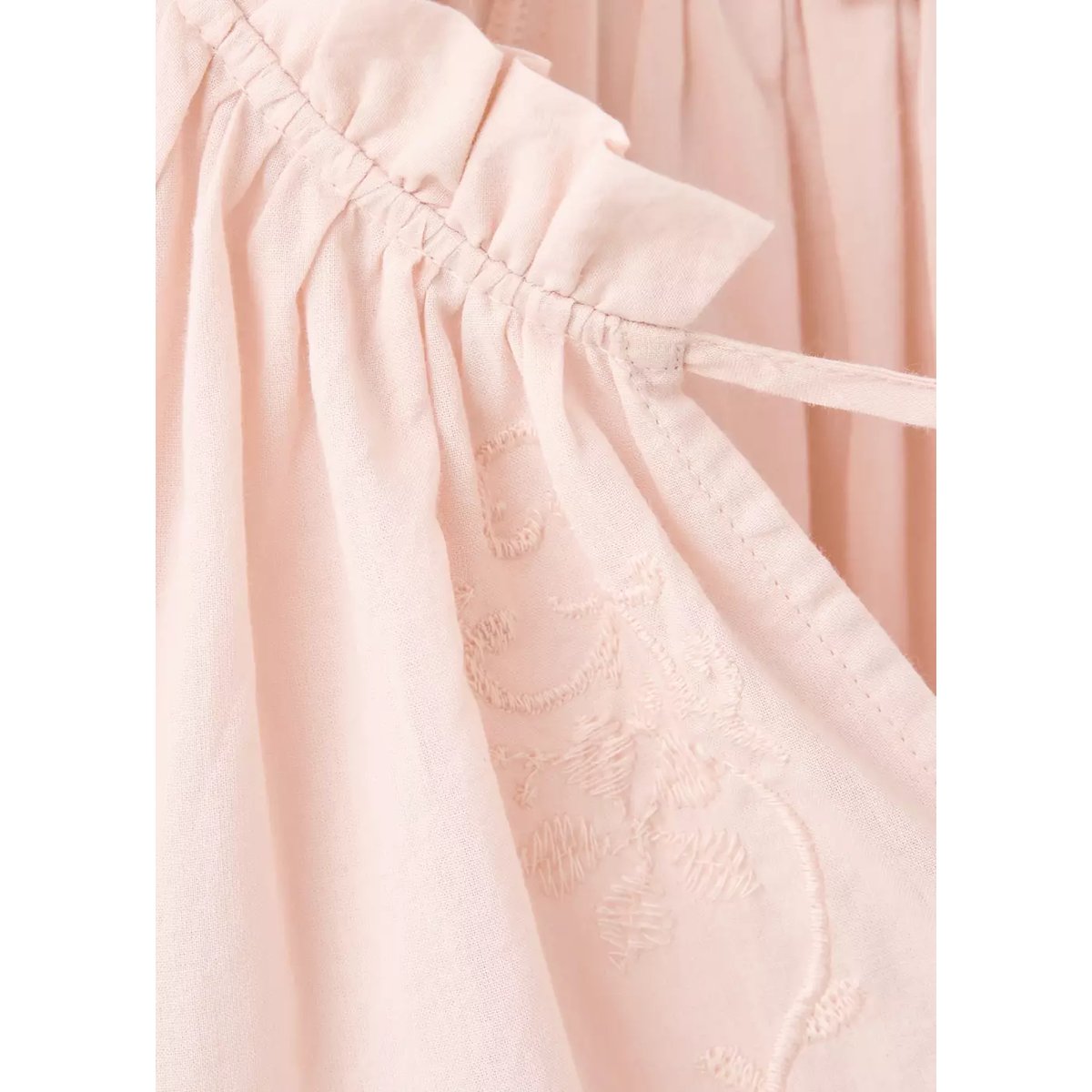 Blouse à manches bouffantes broderies rose pastel, MANGO TEEN