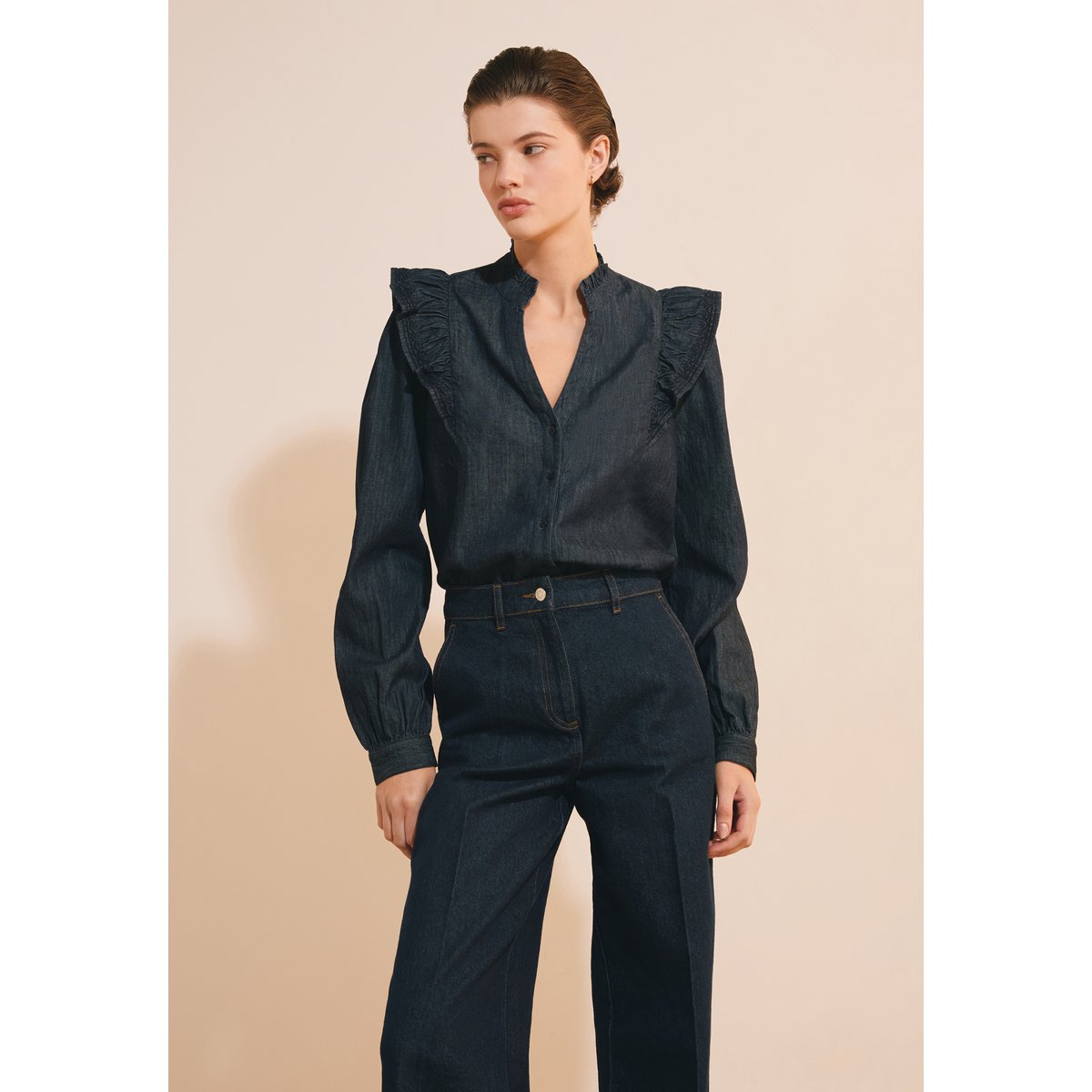 Blouse en jean à volants BRUNA BROD jean denim, ETAM