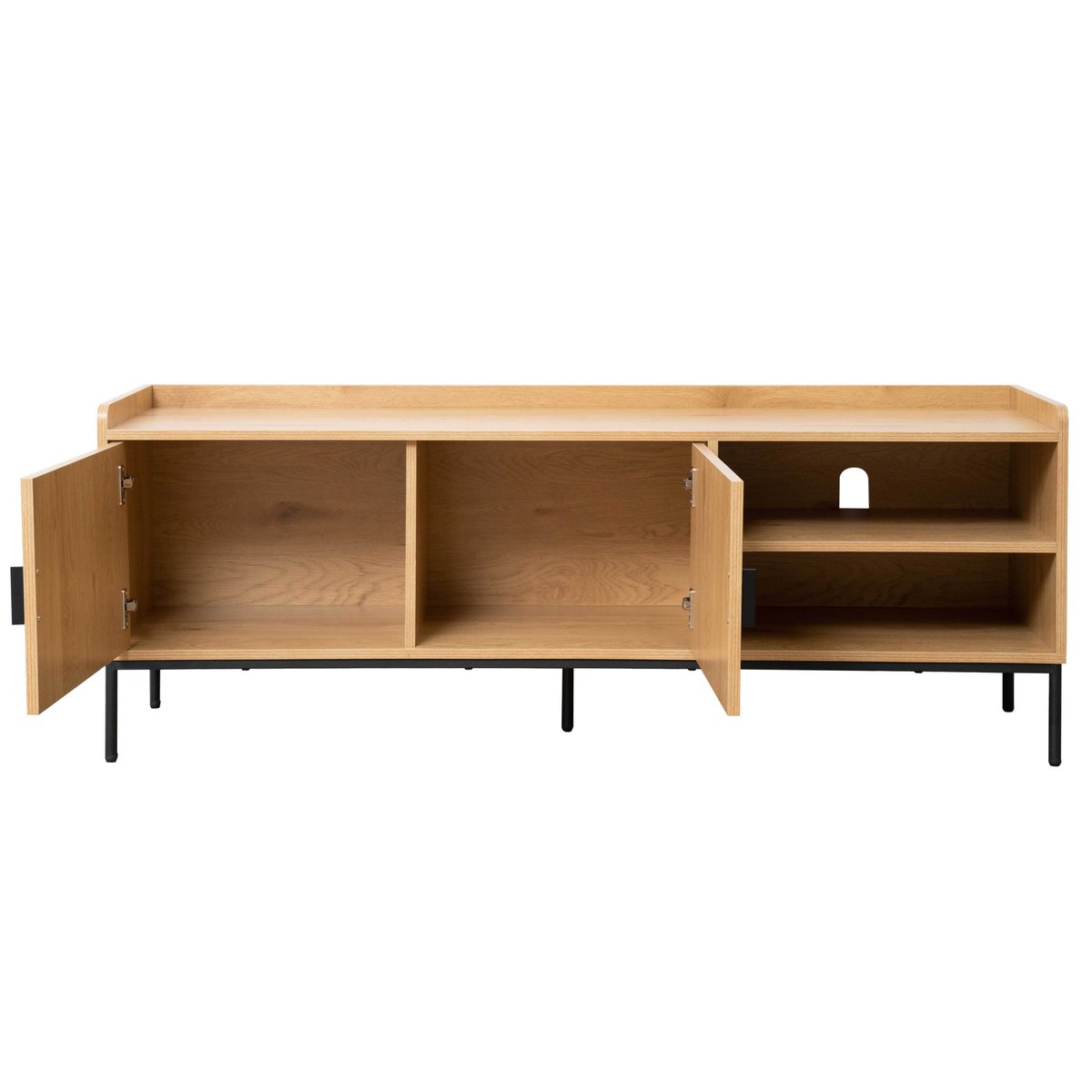 Meuble TV en acier et MDF décor mélaminé 150 cm, DAKOTA beige, OVIALA