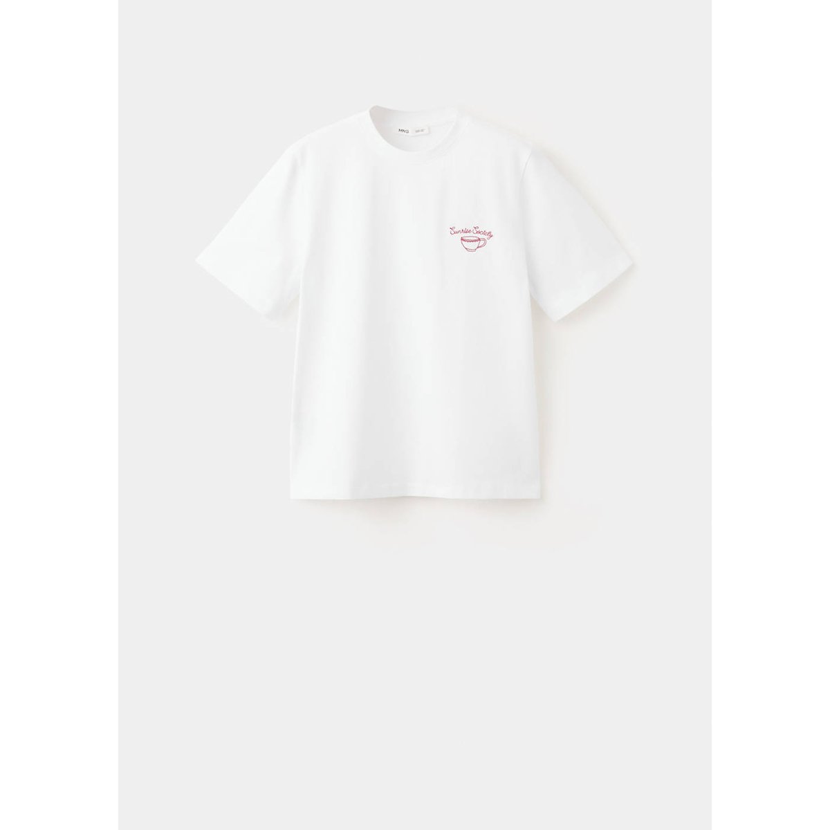 T-shirt en coton imprimé blanc, MANGO