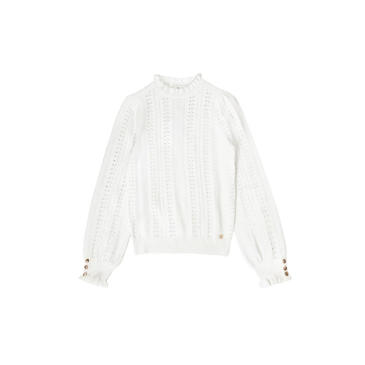 Pull volanté à effet broderie anglaise, MAXINE ecru, LA PETITE ETOILE