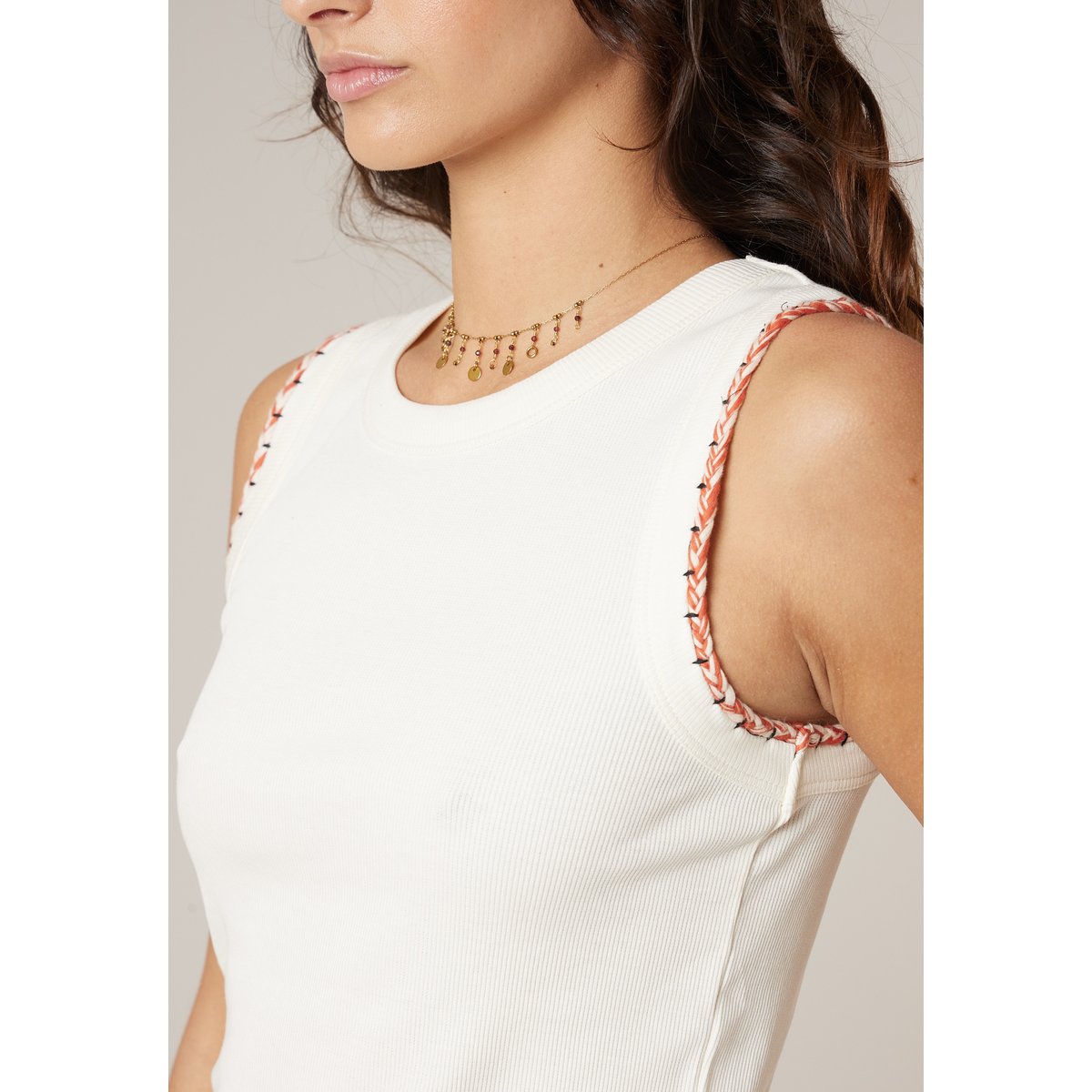 Top femme en coton NAILA ivory, DEELUXE