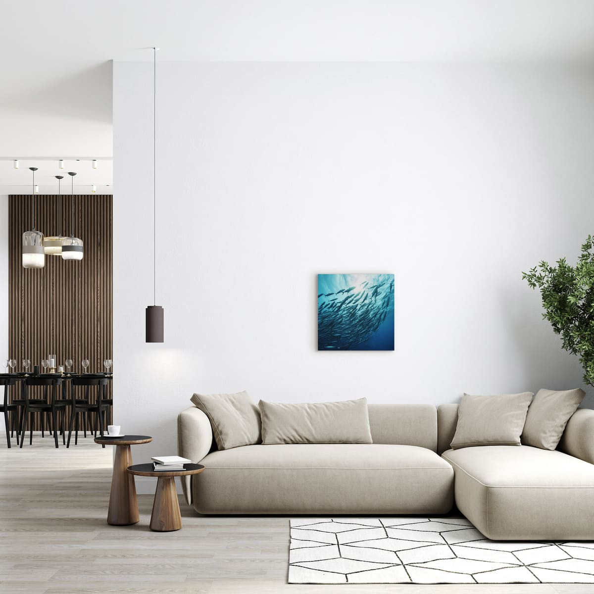 Tableau Mural Banc De Poissons MER tableau en verre, CEANOTHE