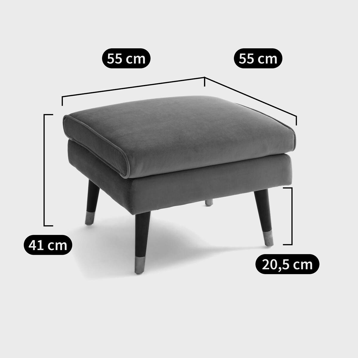Pouf en velours (Y) bleu canard, LA REDOUTE INTERIEURS