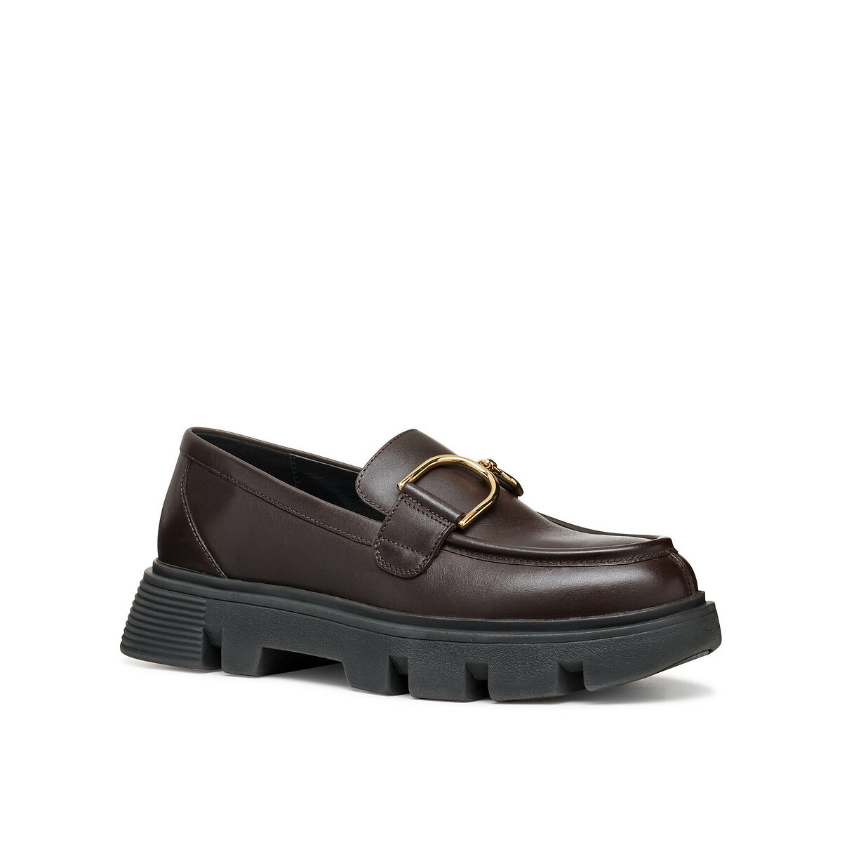 Vilde Breathable Leather Loafers coffee, GEOX