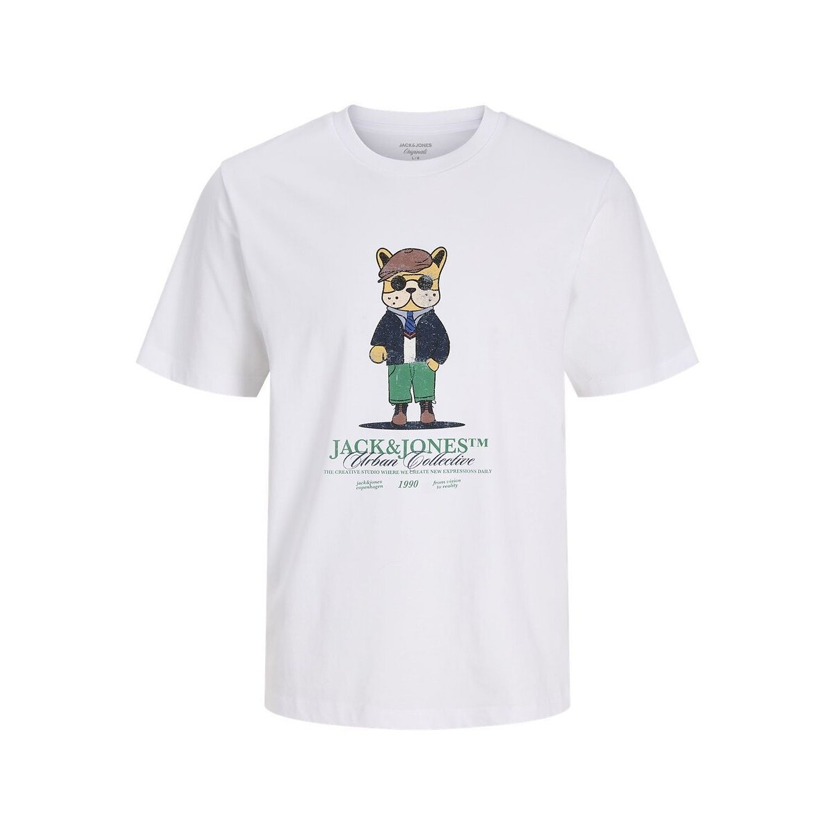 T-shirt manches courtes à motif blanc, JACK & JONES