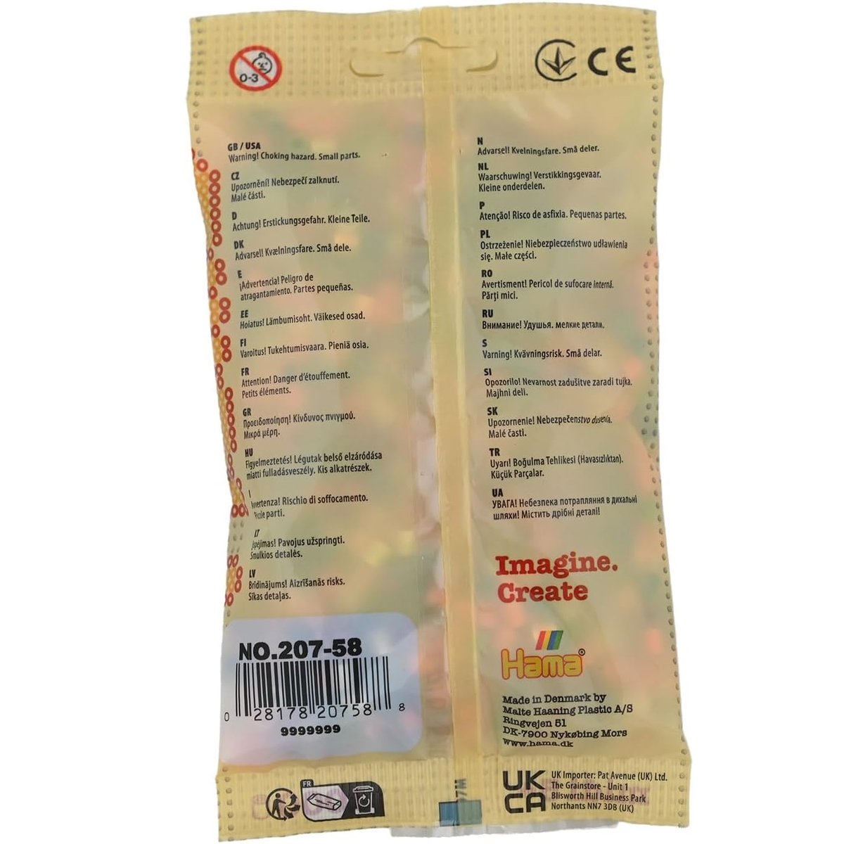 Sachet 1000 perles plastique Midi mix 58 couleurs beige, HAMA
