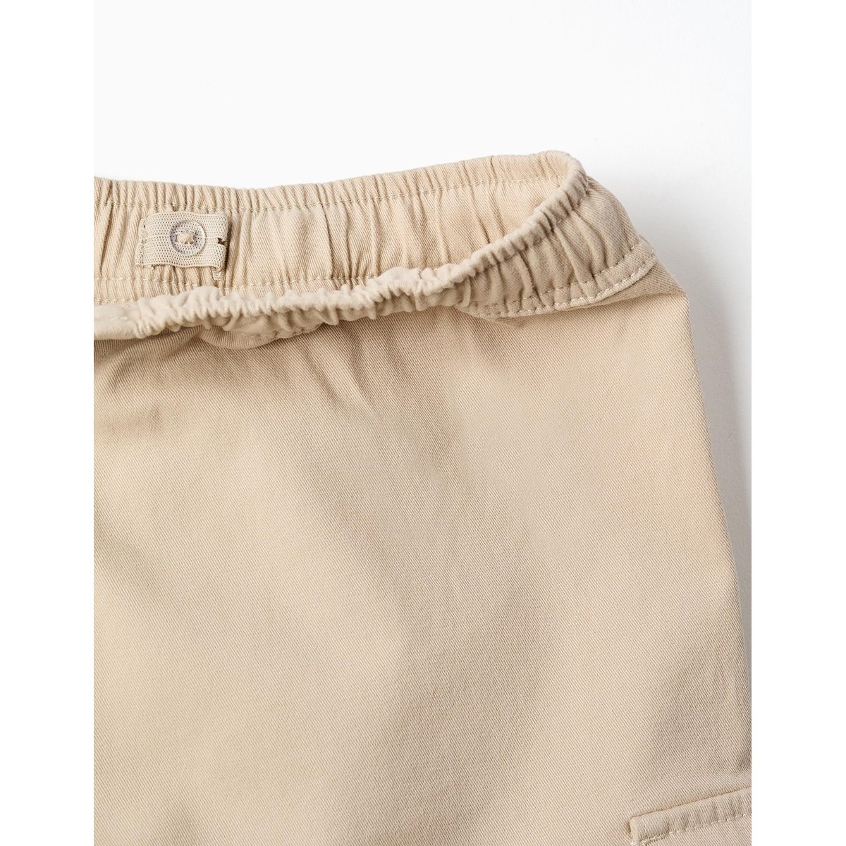 Short long cargo en sergé avec cordon de serrage beige clair, ZIPPY