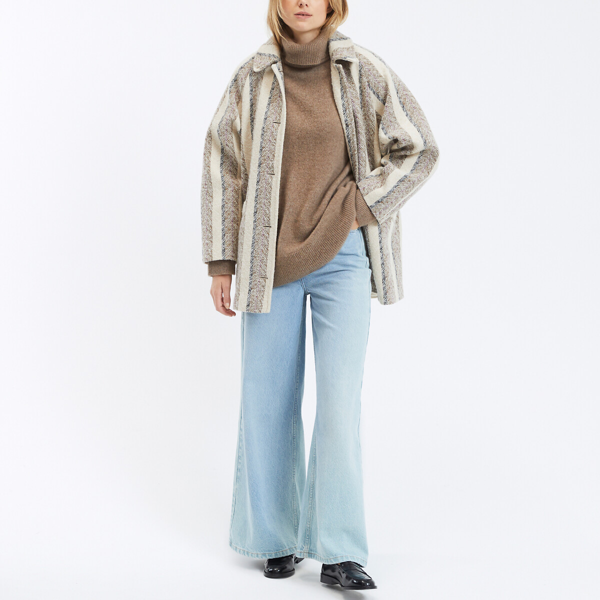 Yolo Mid-Length Coat with Button Fastening grey, DES PETITS HAUTS