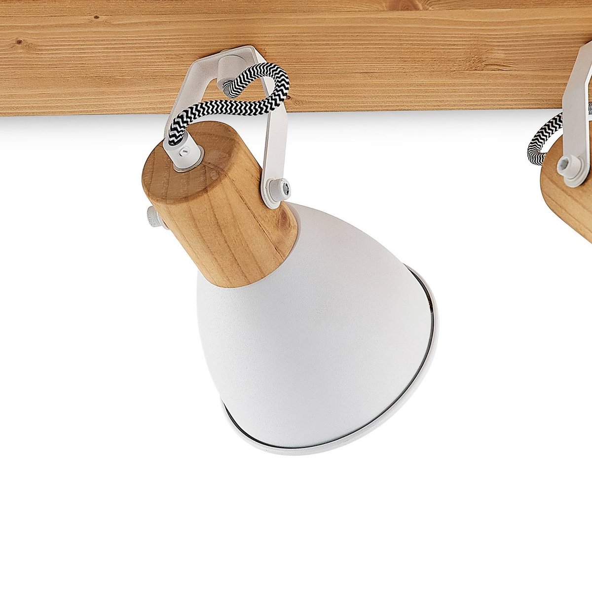 Spot en bois scandinave, Merela bois clair, blanc, LINDBY