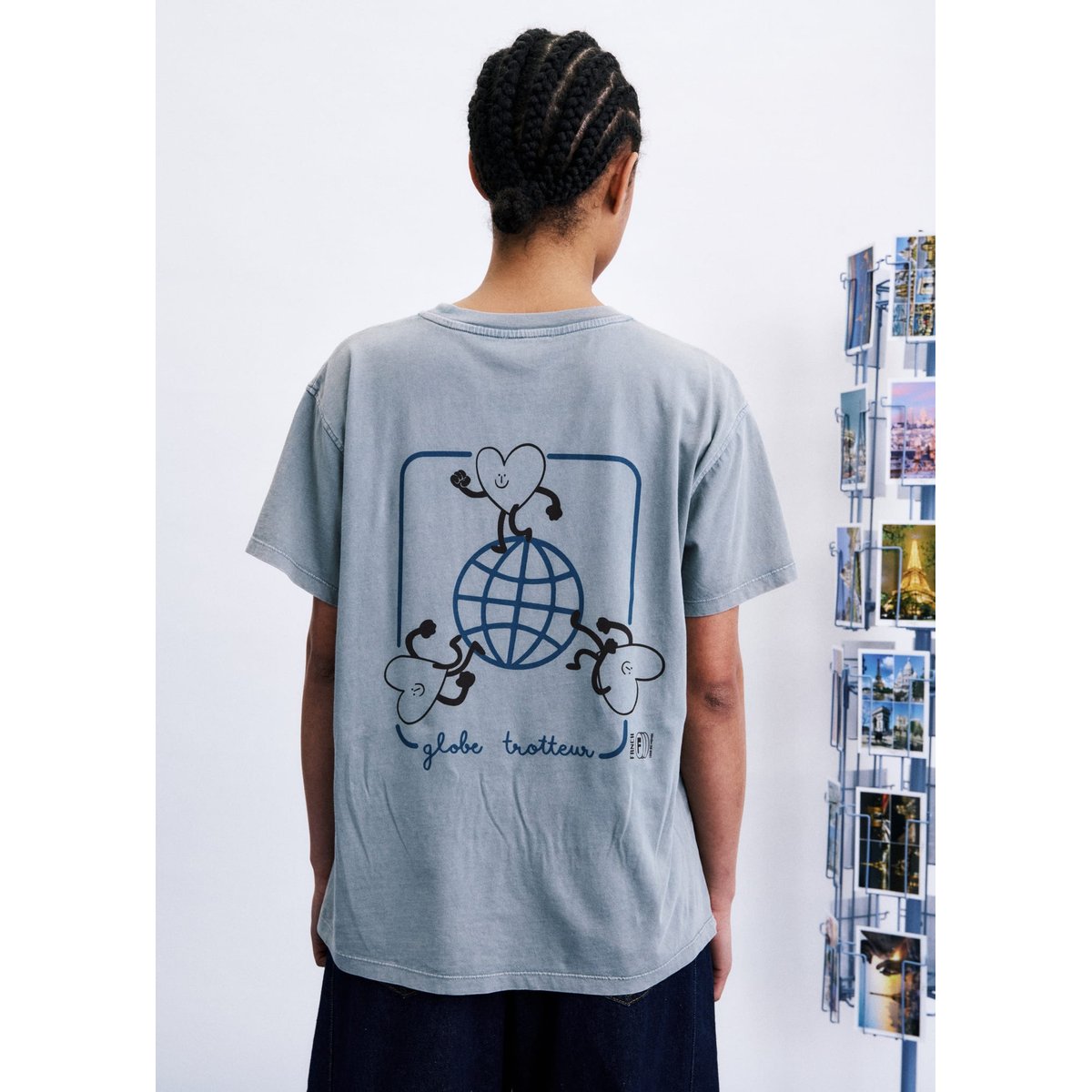 T-shirt Globetrotter en coton GLOBETROTTER gris, FRNCH