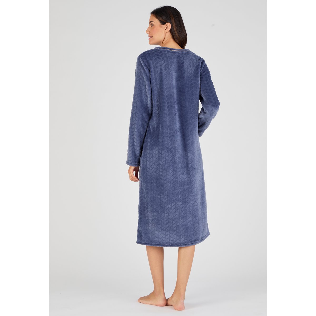 Chemise de nuit Thermolactyl maille reliéfée bleu nuit, DAMART