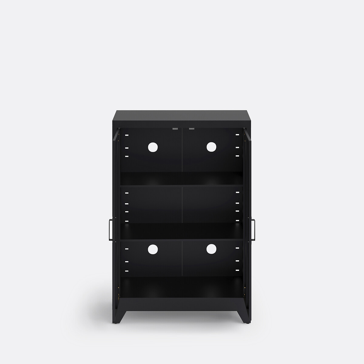 Armoire basse 2 portes en métal acier, HIBA noir, LA REDOUTE INTERIEURS