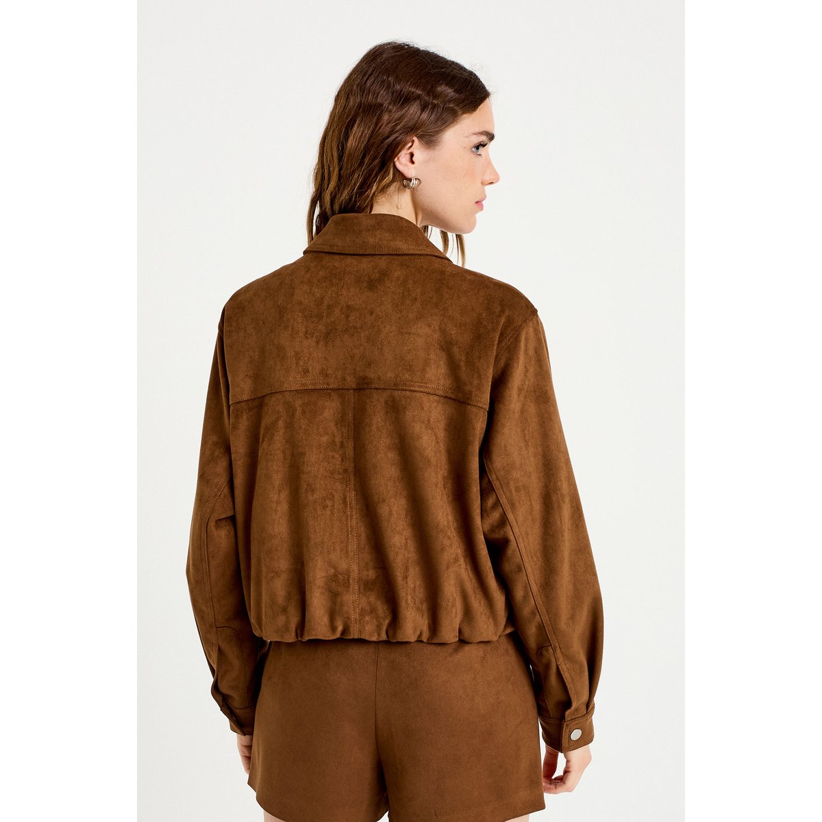 Jupe-short courte aspect daim marron, CACHE CACHE
