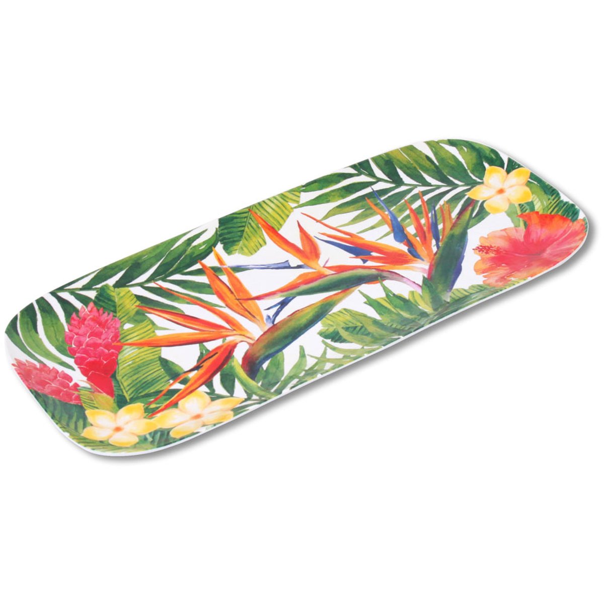 Plat à cake Fleurs Exotiques 37,5 cm vert, rouge, LES JARDINS DE LA COMTESSE