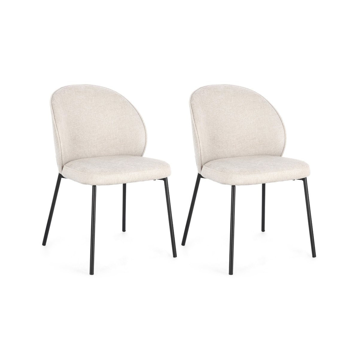 Chaises de salle à manger design en tissu (lot de 2) - NELLY blanc, HELLIN, DEPUIS 1862