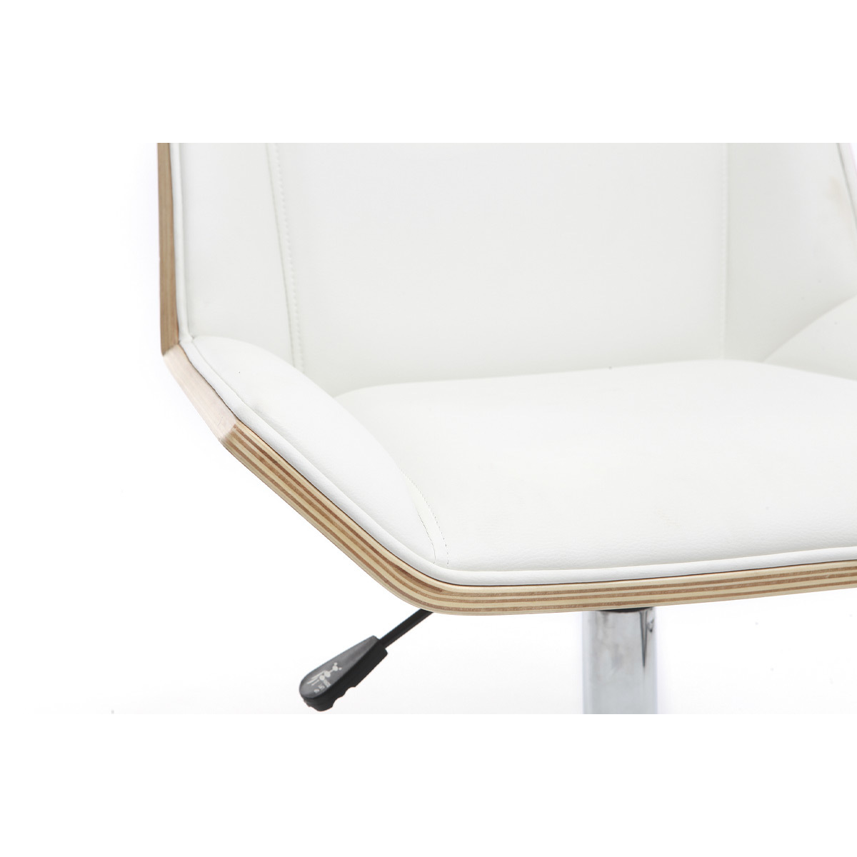 Chaise de bureau à roulettes design noire, bois foncé et acier chromé MELKIOR blanc, MILIBOO