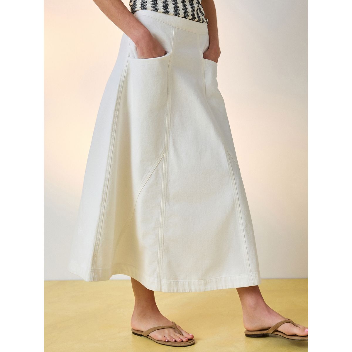Jupe longue en jean blanc, NEXT