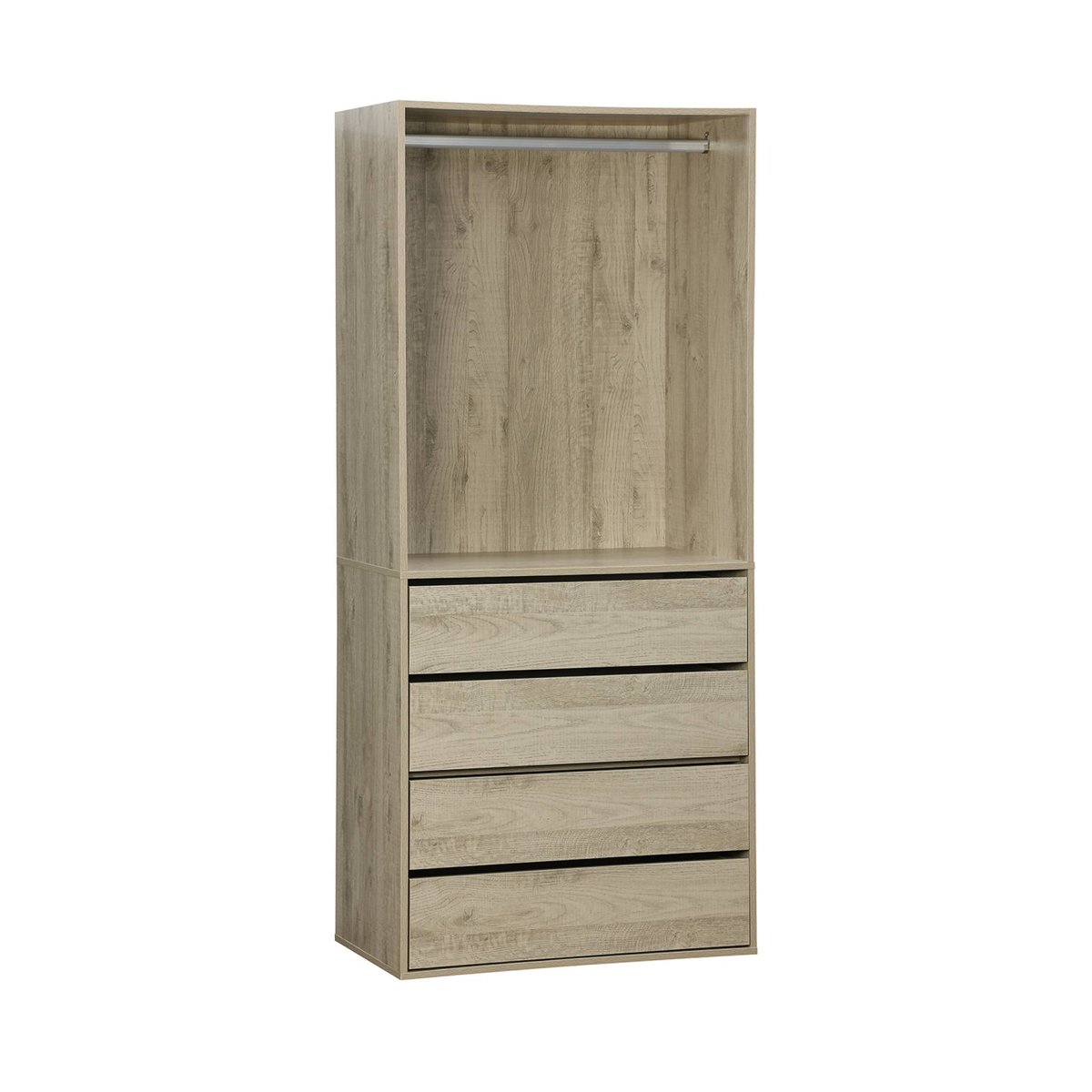 Module dressing décor bois 4 tiroirs 1 penderie NEPAL naturel, SWEEEK