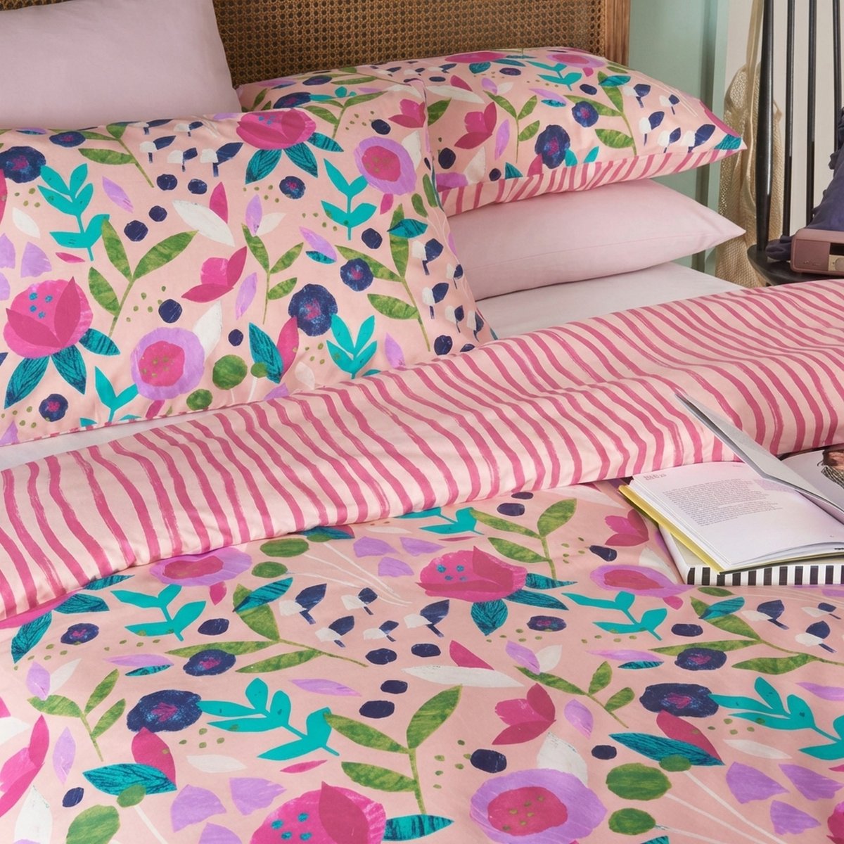 Parure de lit en Percale de Coton Floral Collage Rose - KATE MERRITT rose, EDEN