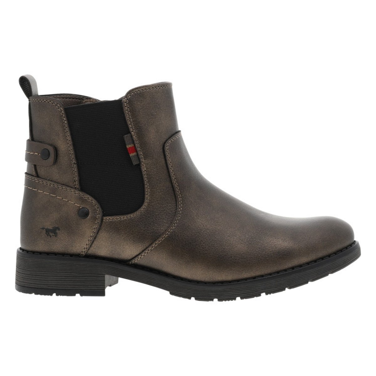 Boots bronze à talon décroché bas avec un zip et un soufflet élastiqué bronze, MUSTANG