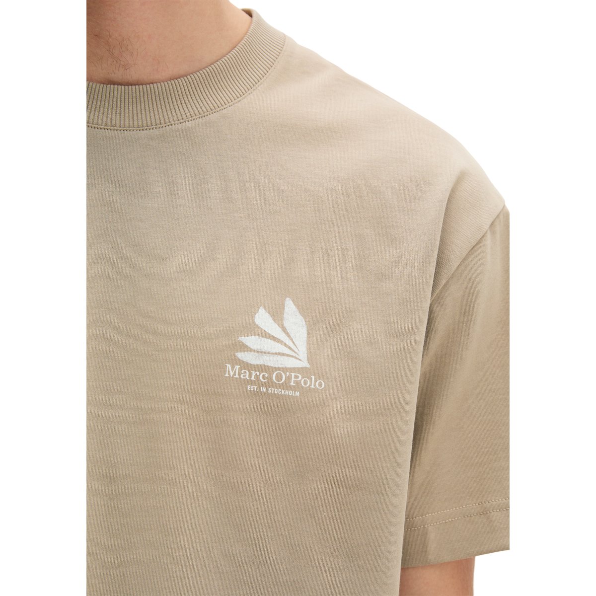 T-shirt loose avec impression dans le dos beige, MARC O'POLO