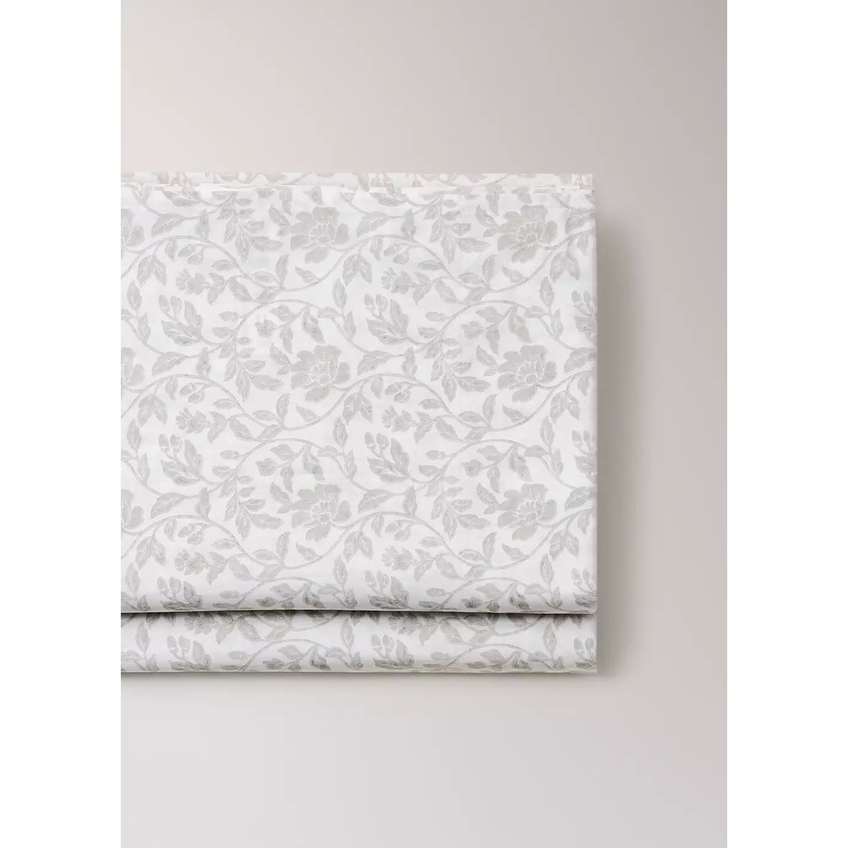 Drap plat percale de coton imprimé fleuri lit 150/160 cm écru, MANGO HOME