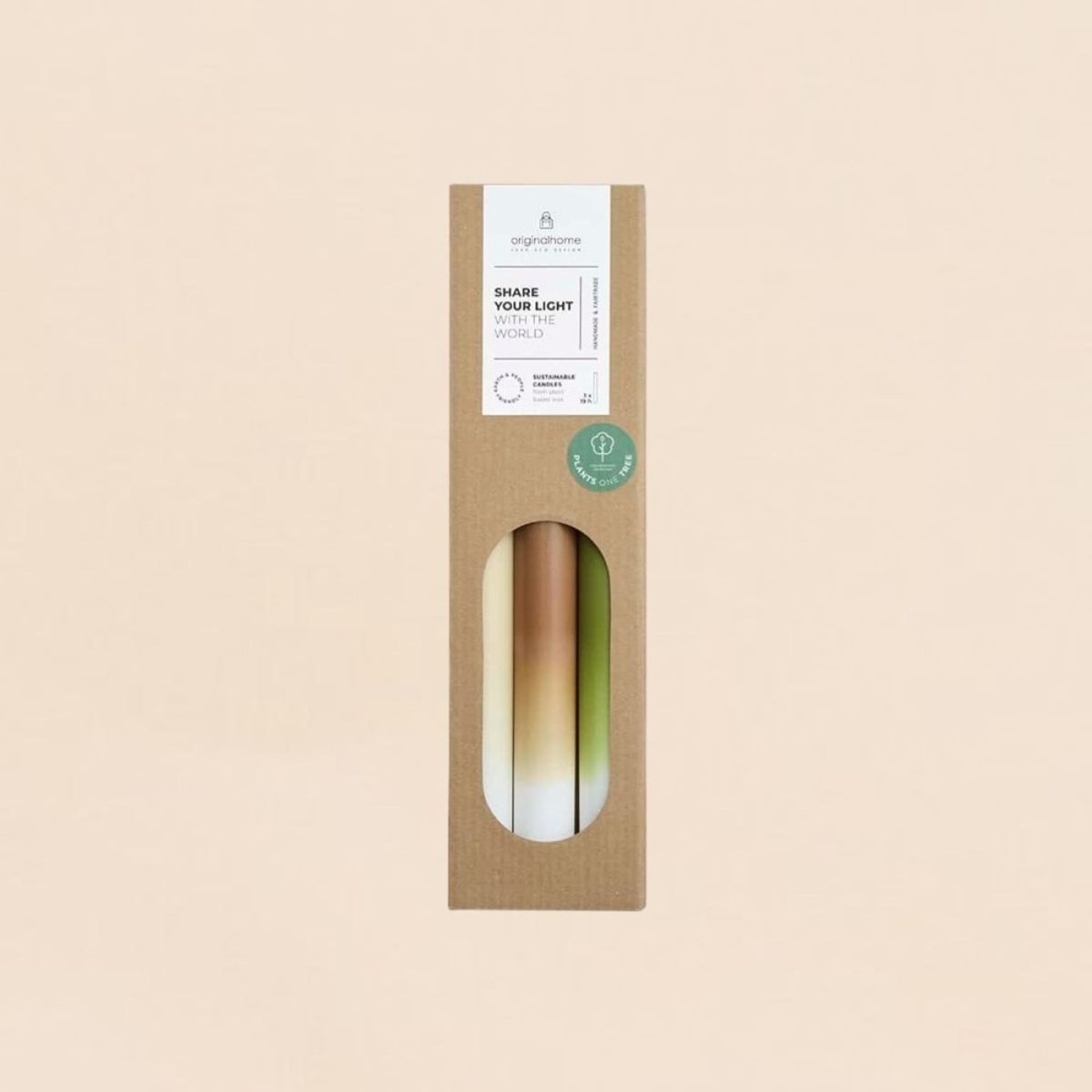 Set de 3 bougies dégradées 30cm beige, ORIGINALHOME