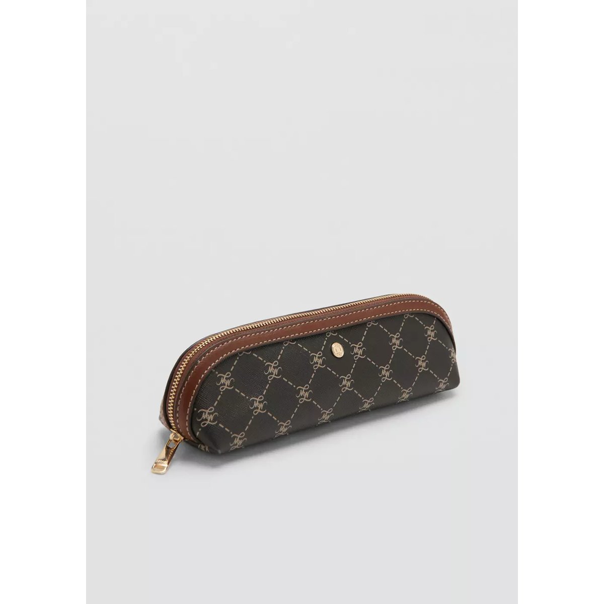 Trousse fermeture Éclair à imprimé logo marron, MANGO