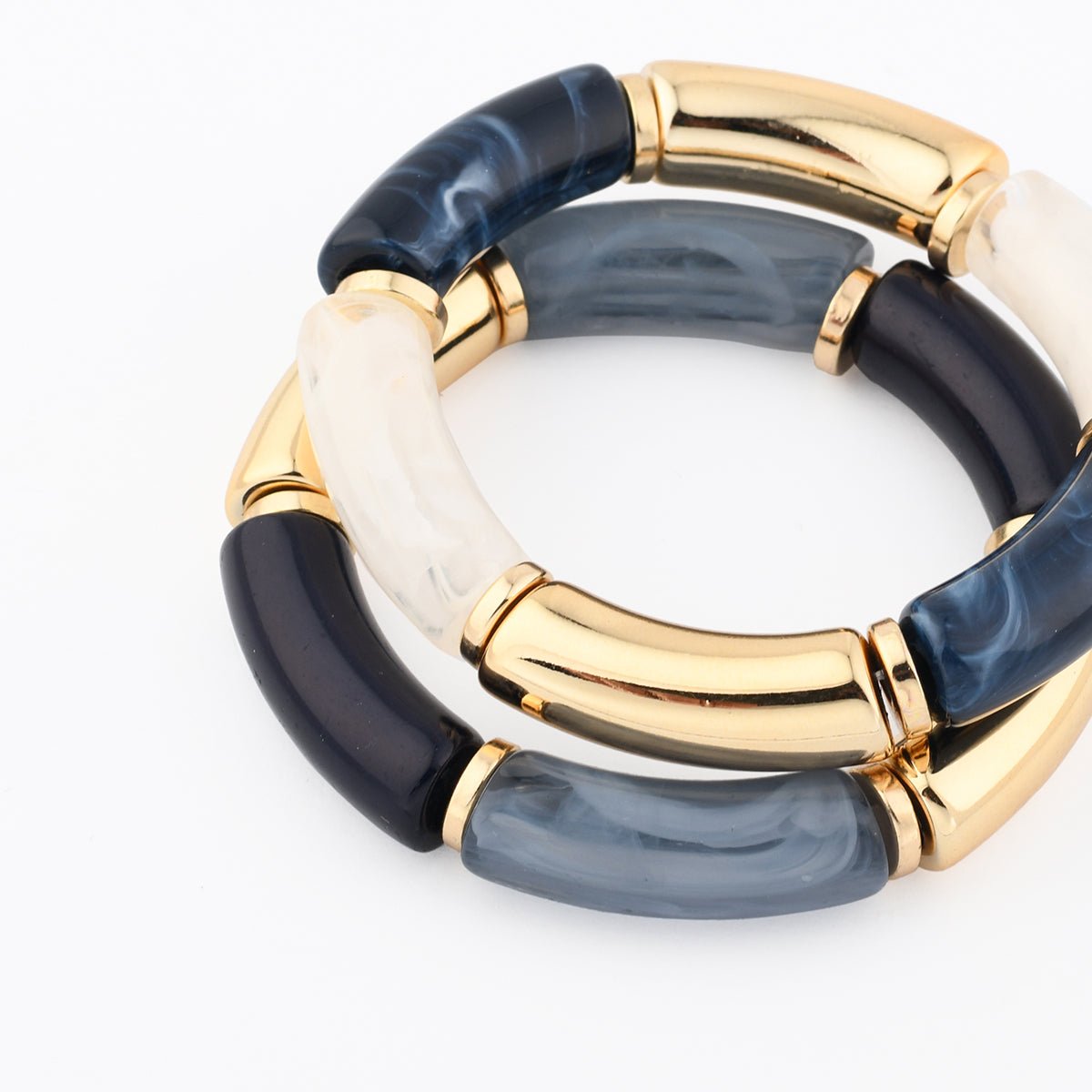 Set de 2 bracelets en résine bleu et doré bleu, BALABOOSTE