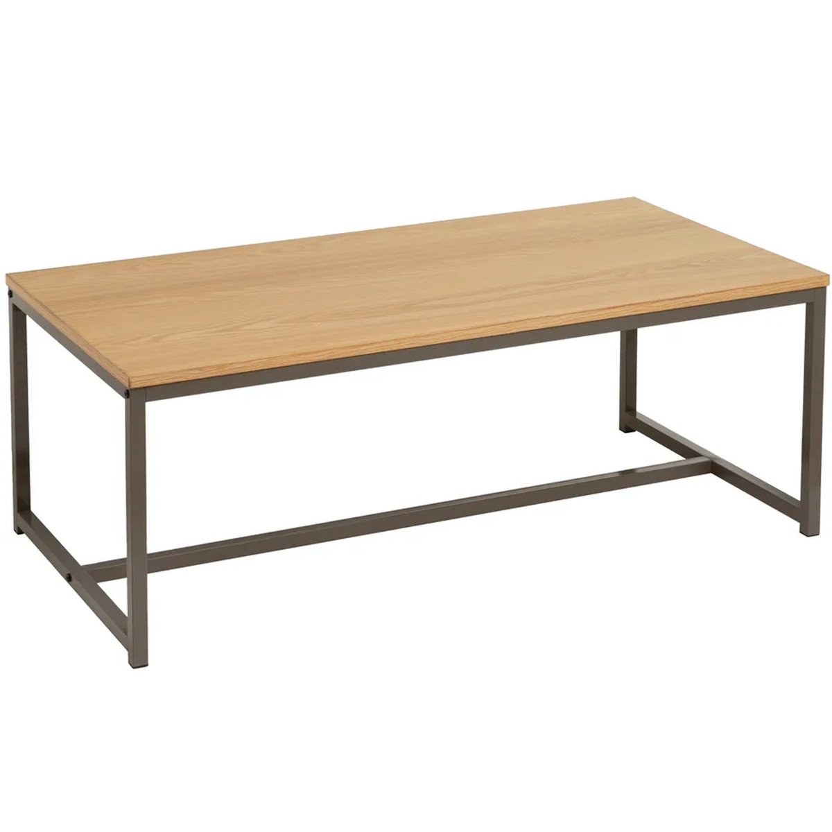 Table basse rectangulaire couleur bois naturel et métal gris 100x50x36cm bois, WADIGA