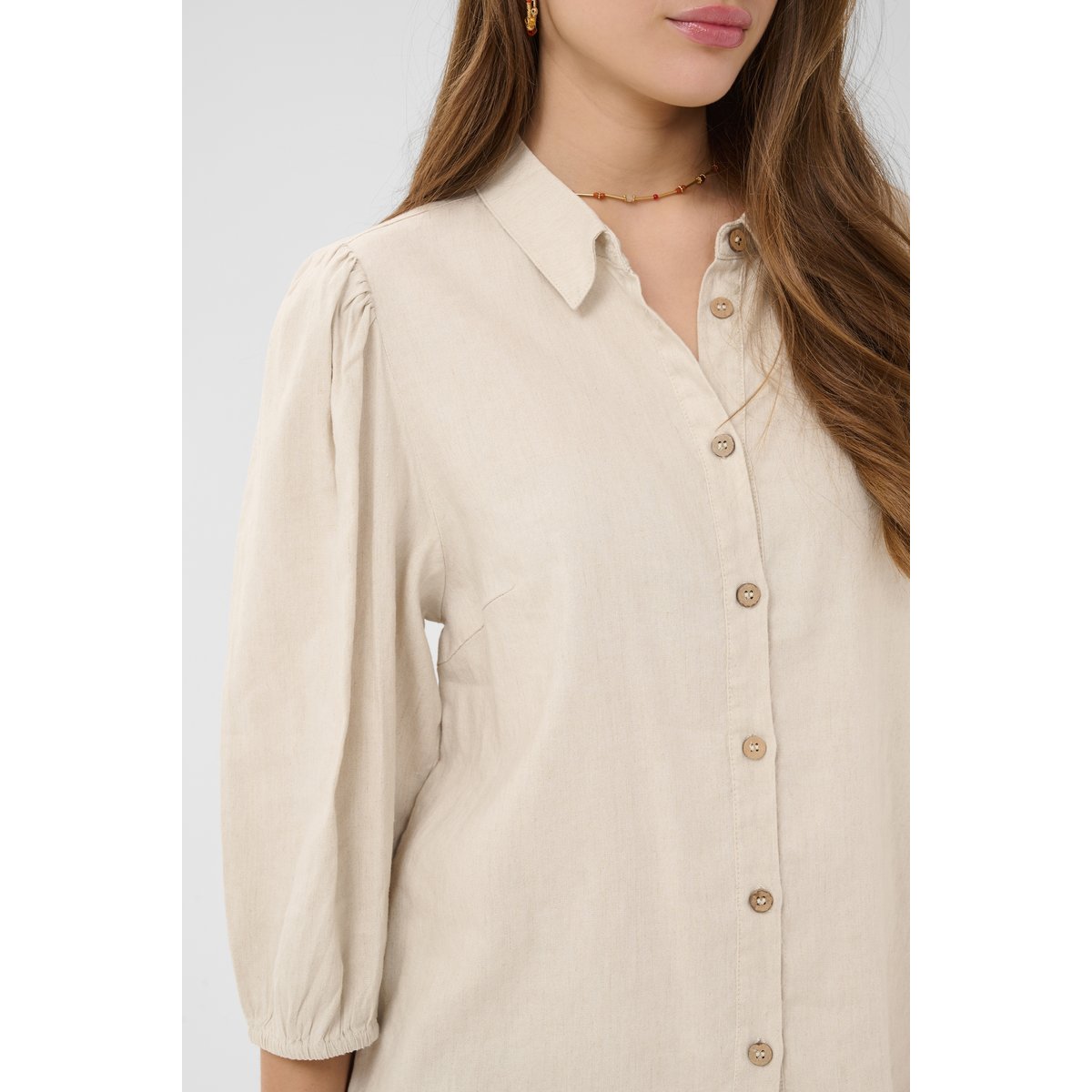 Chemise à manches longues beige perfectly pale melange, CREAM