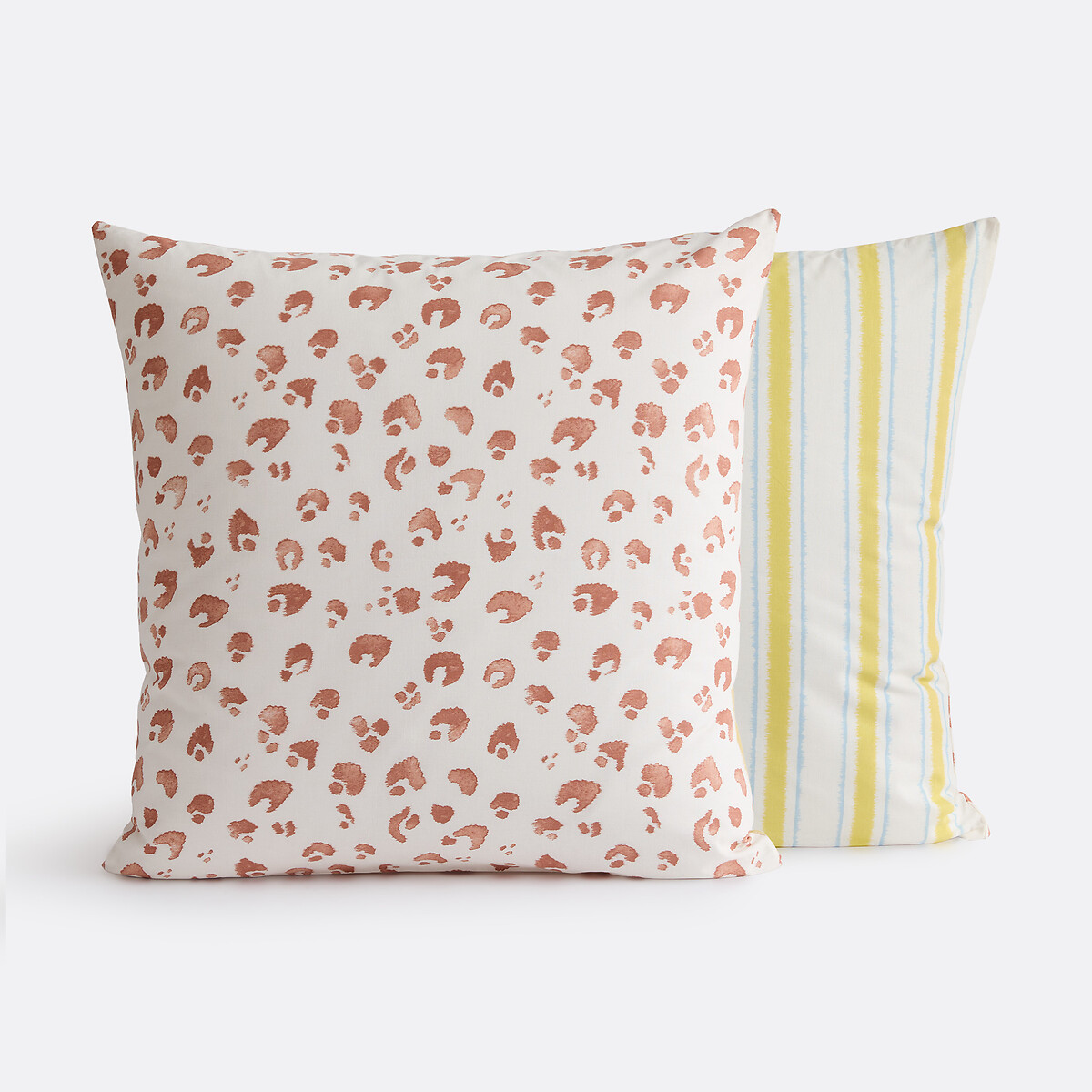 Funda de almohada de algodón, estampado de leopardo en el reverso, JAVAD imprimé léopard/rayures, LA REDOUTE INTERIEURS
