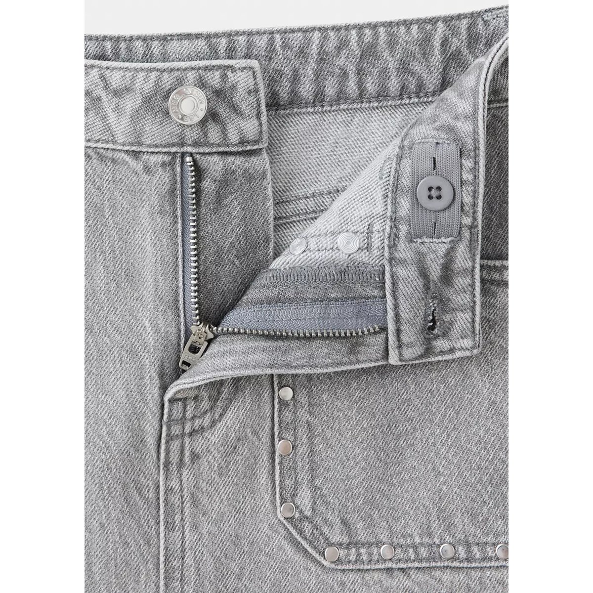 Jupe en jean à détails de clous gris denim, MANGO KIDS